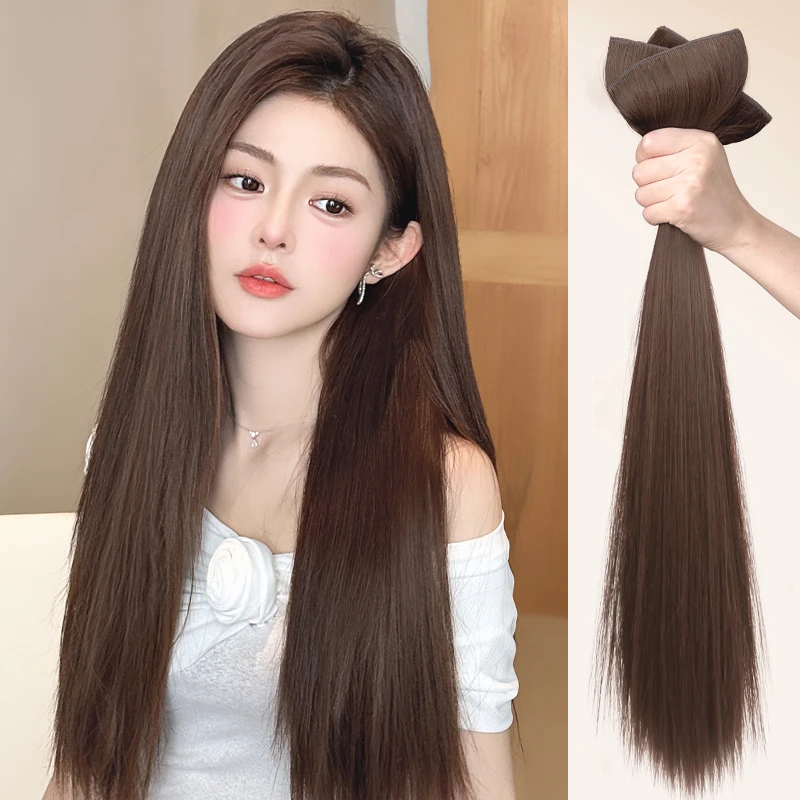 假发片女长直发三片式无痕增发量蓬松仿全真发自然隐形棕色接发片