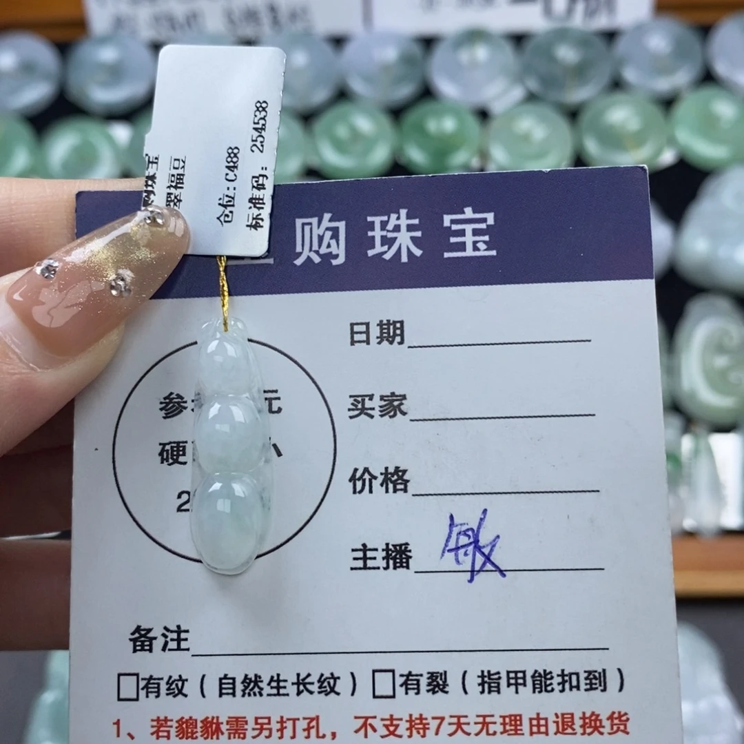 翡翠未镶嵌颈饰福豆