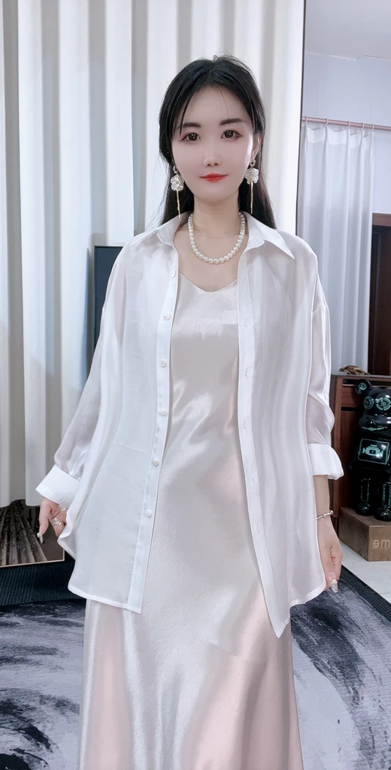 莱赛尔天丝防晒衬衣宽松韩版夏季女外套薄款长袖透气纯色上衣衬衫