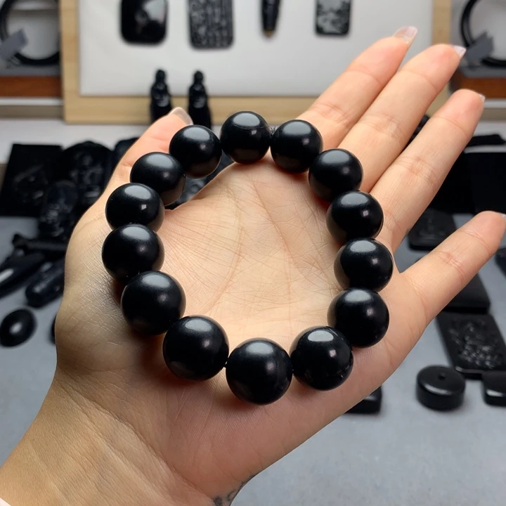 《***》和田玉（墨玉）未镶嵌手串特价16mm 2/2