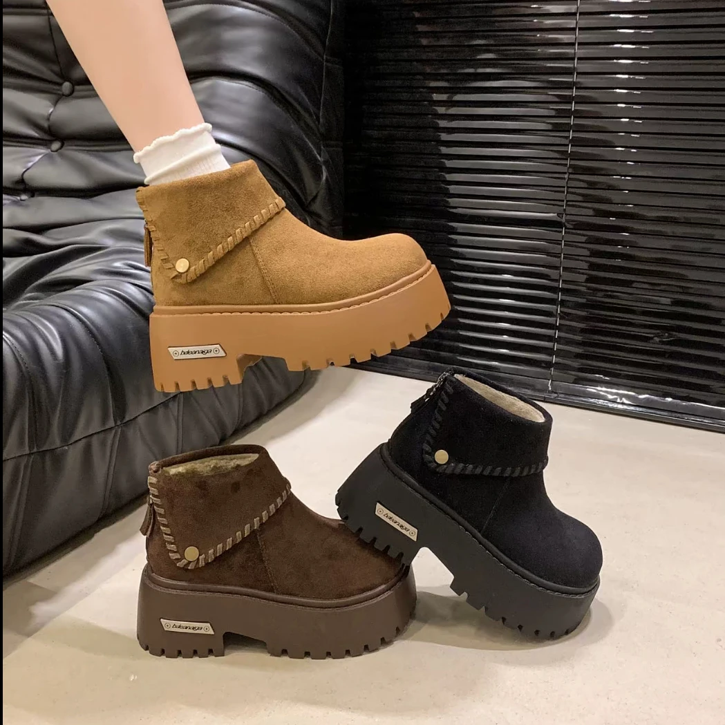 厚底加绒防滑保暖短筒韩版小香风雪地靴外穿百搭5137