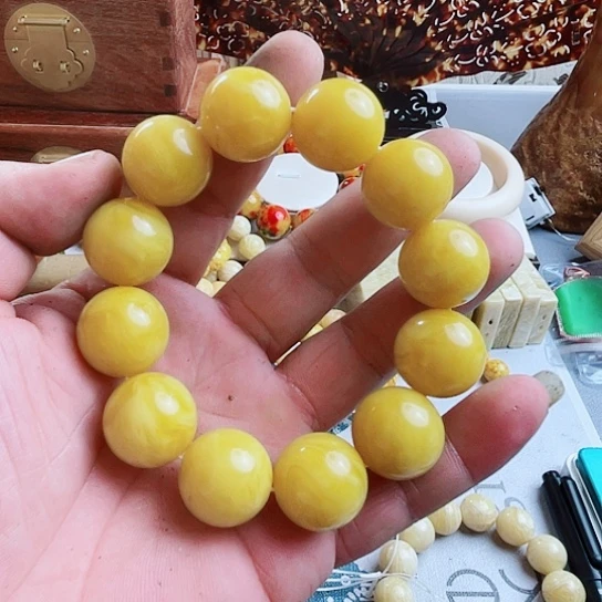 木料鸡油黄蜜蜡2.0手串