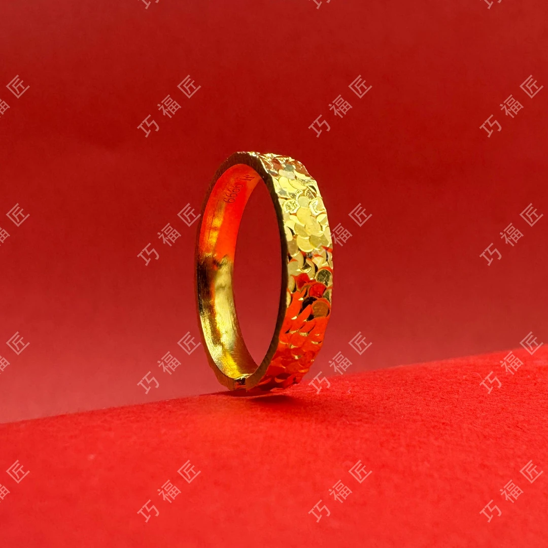 足银戒指 碎冰冰戒指 金包了银百搭款时尚复古简约精美窄版古法