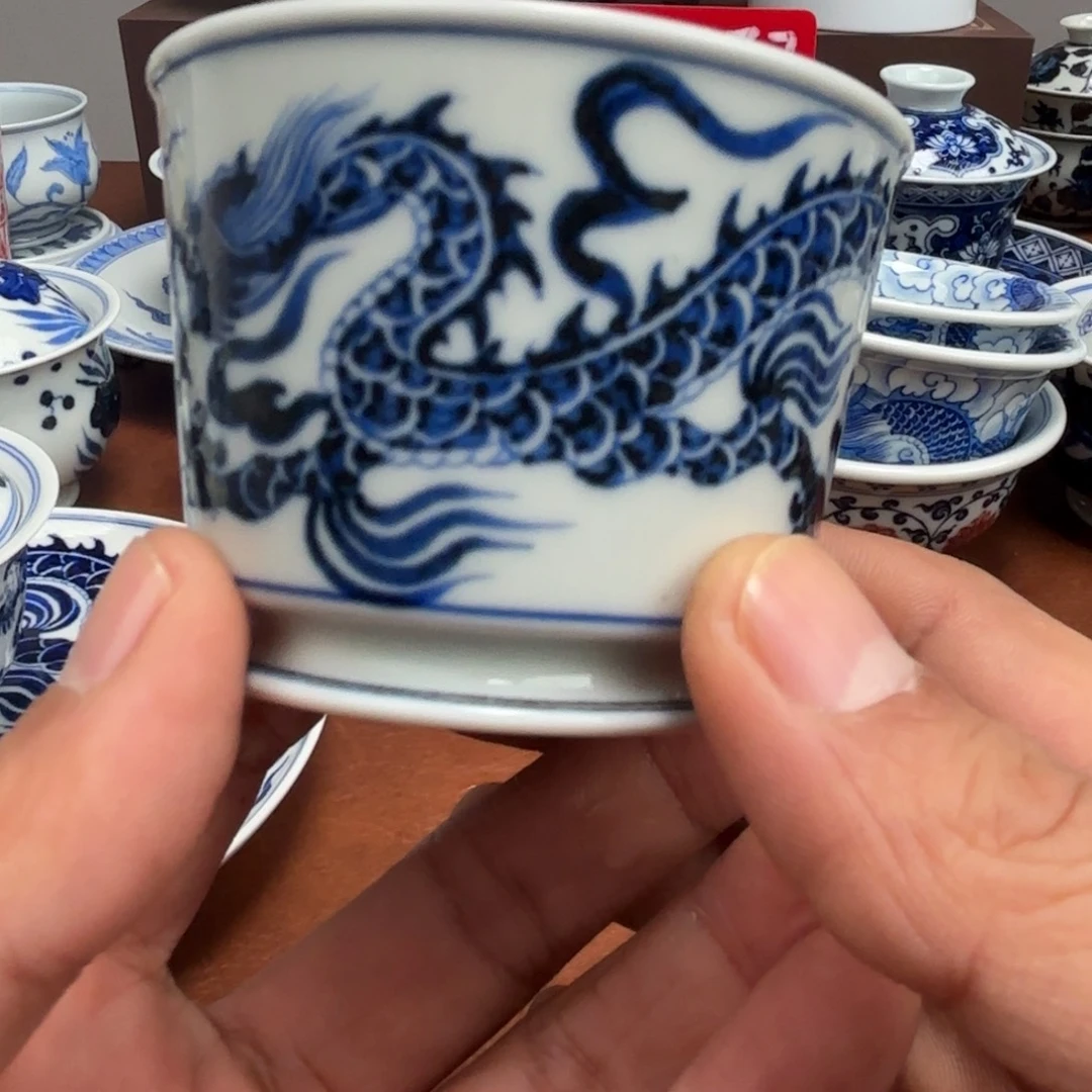 摆件陶微瑕手绘龙天杯元龙景德镇发货