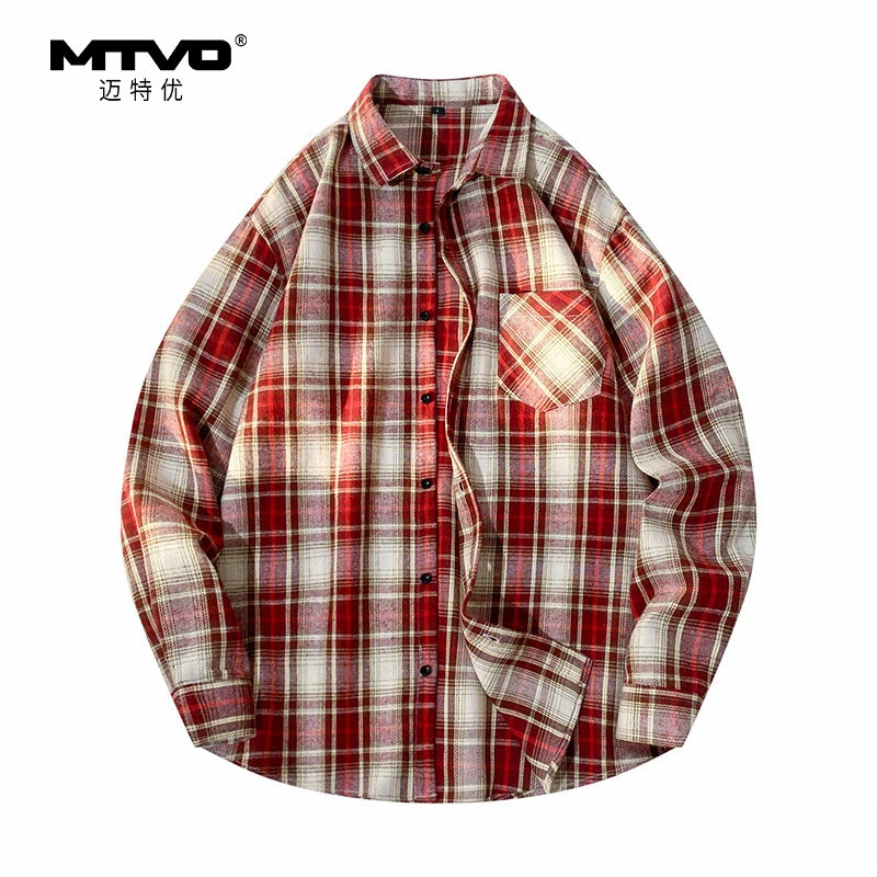 长袖格子衬衫2025年新款秋季男生美式潮牌百搭高街休闲长袖衬衫