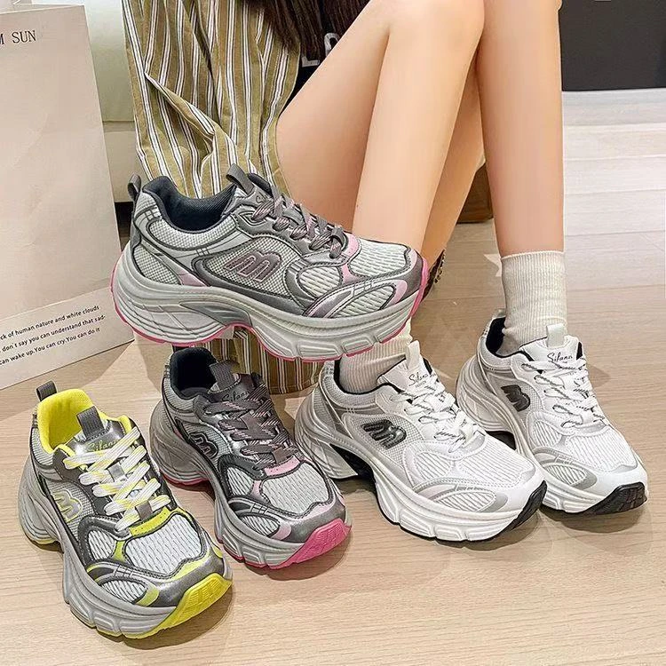 欧货爆款巴黎老爹鞋女ins潮2024新款厚底增高拼色百搭运动休闲鞋