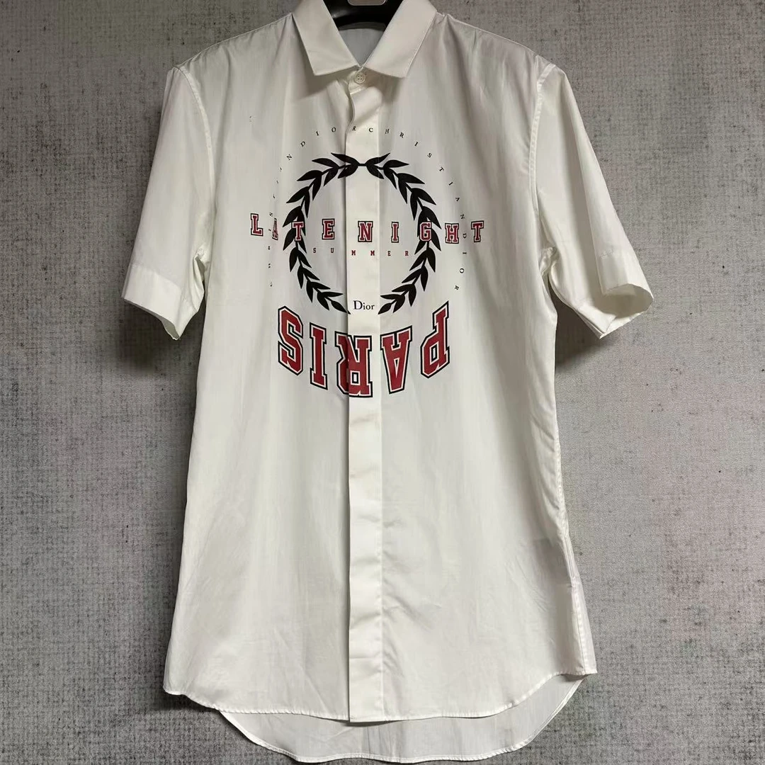 99新 DIOR/迪奥 印花短袖衬衫/39码/编号41832
