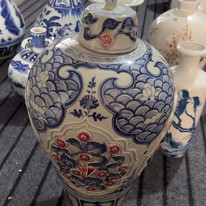 赏***斋摆件陶釉里红瓷器精品陶瓷