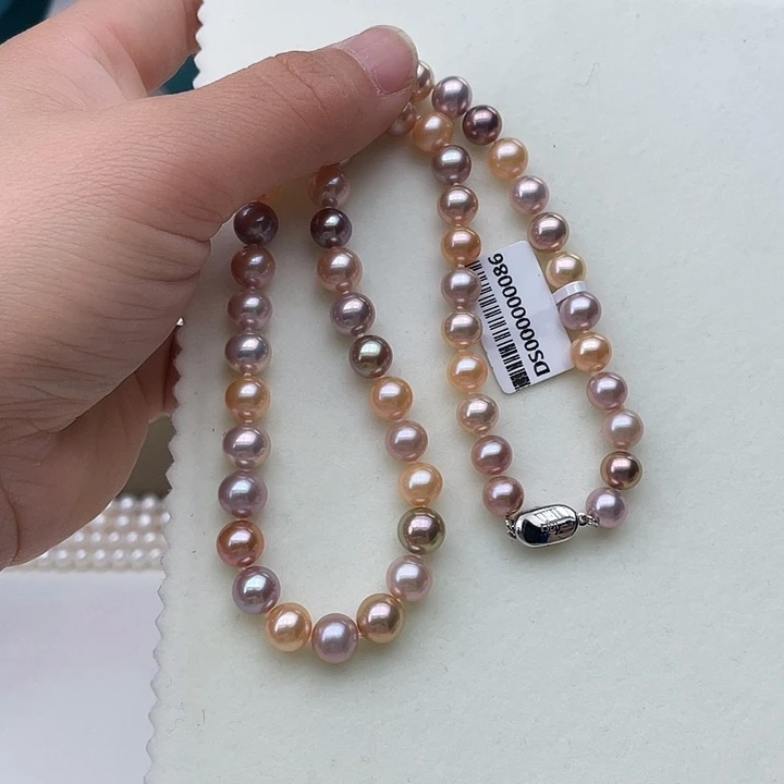 淡水珍珠颈饰银S925镶嵌卡8➕高品极光糖果色