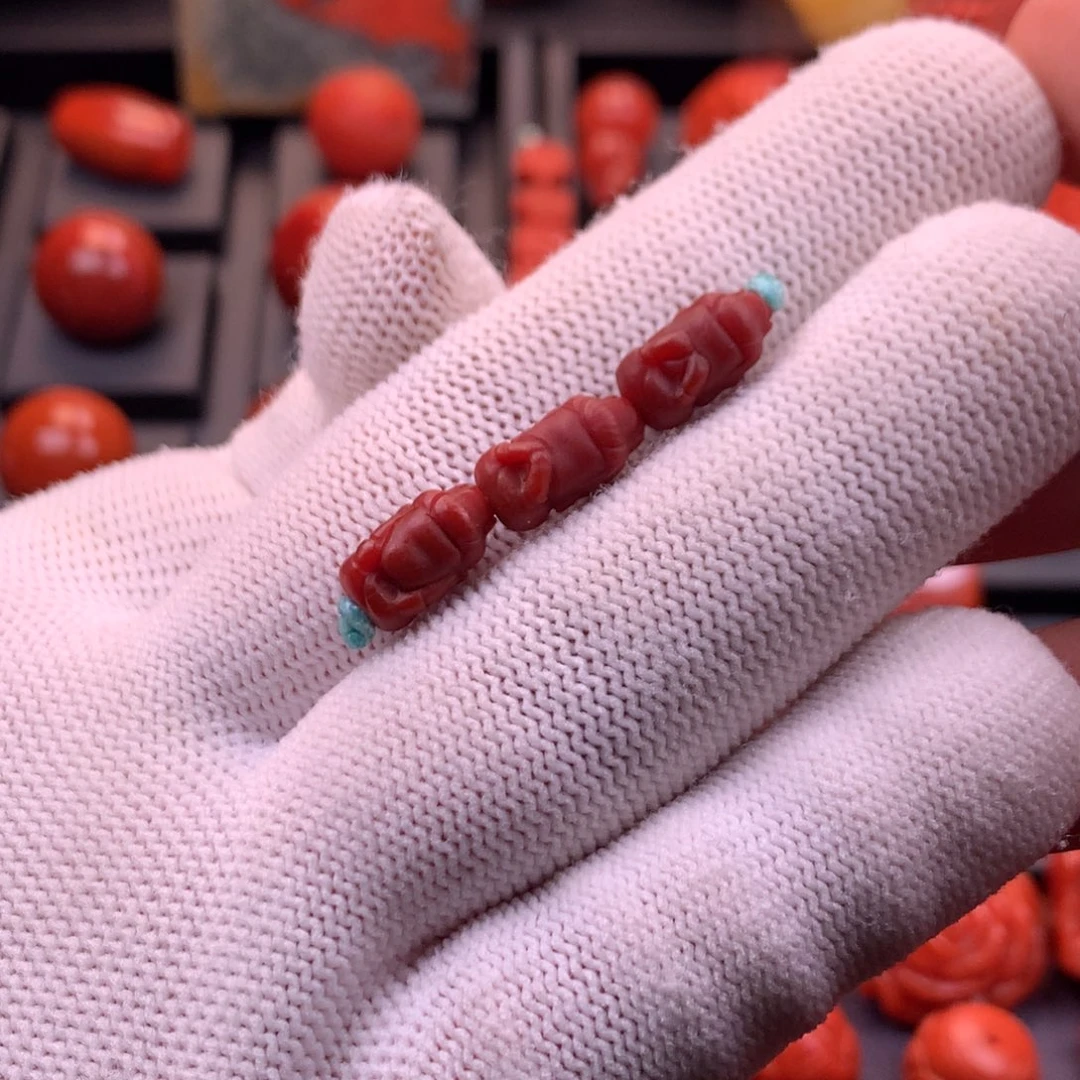 南红玛瑙未镶嵌精工雕刻三不佛配饰7mm+（点关注发三个