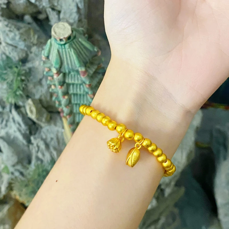 合金手链  【两世欢一个手链】荷花莲蓬手链18克左右弹力