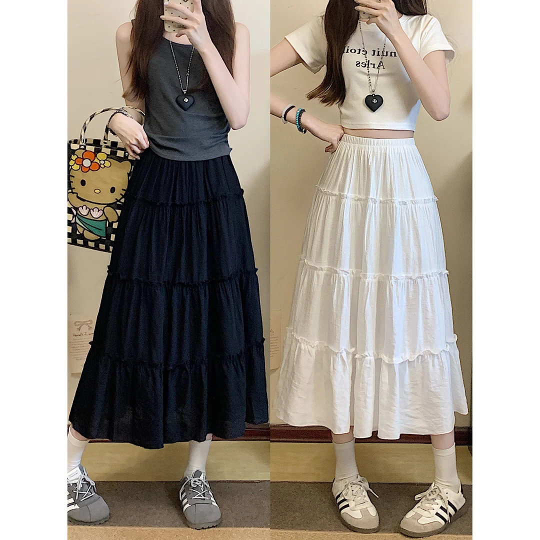 【小泡芙专属】2025夏季高腰蓬蓬蛋糕裙韩系温柔气质半身裙64212