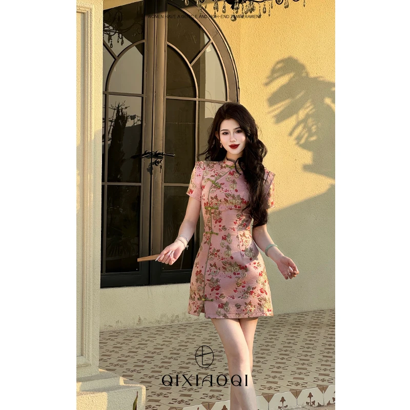 七小七Sicily【花间绮梦】新中式国风红色改良旗袍连衣裙女春夏季