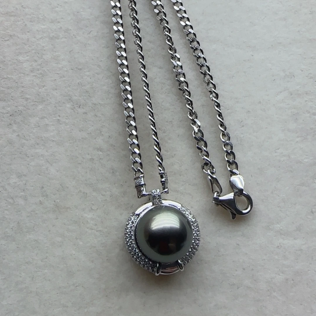 银S925镶嵌海水珍珠套链145