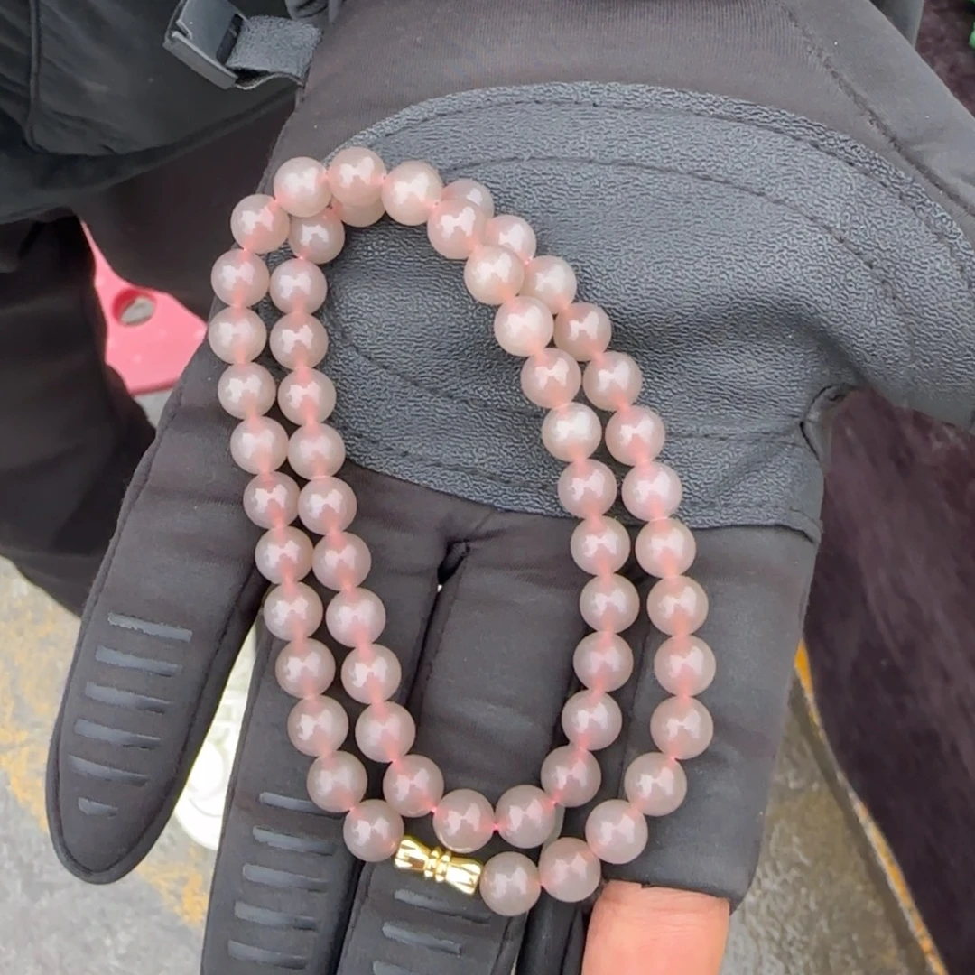 和田玉未镶嵌颈饰卡八妈妈链粉紫