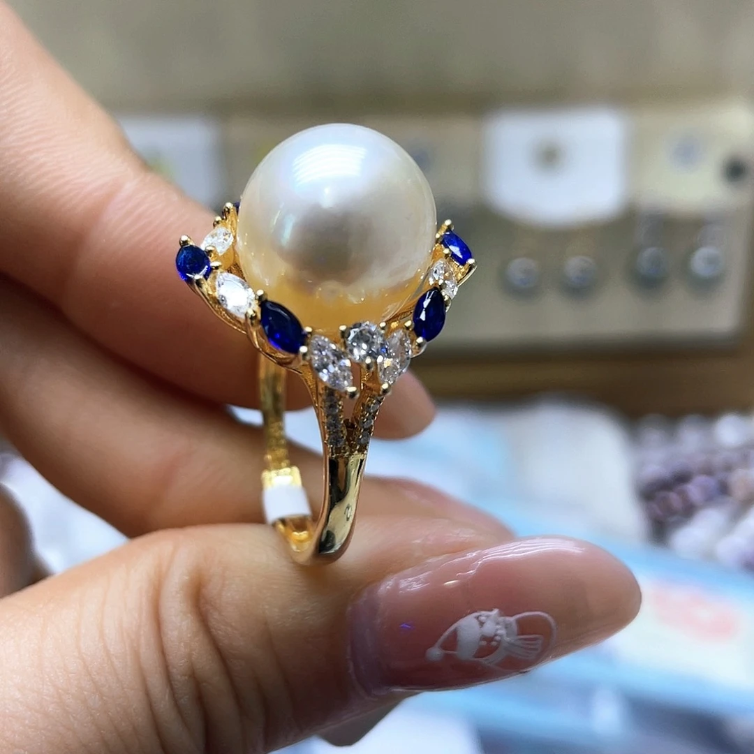 海水珍珠戒指银S925镶嵌