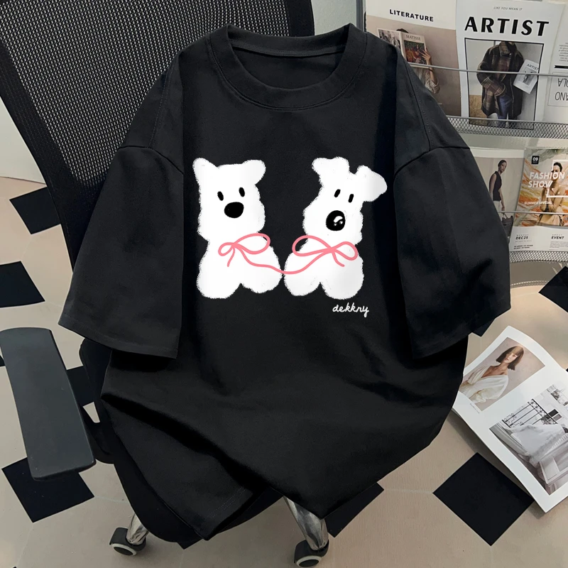 jtrt潮牌可爱美式纯棉短袖T恤男女夏季休闲打底宽松情侣半袖上衣