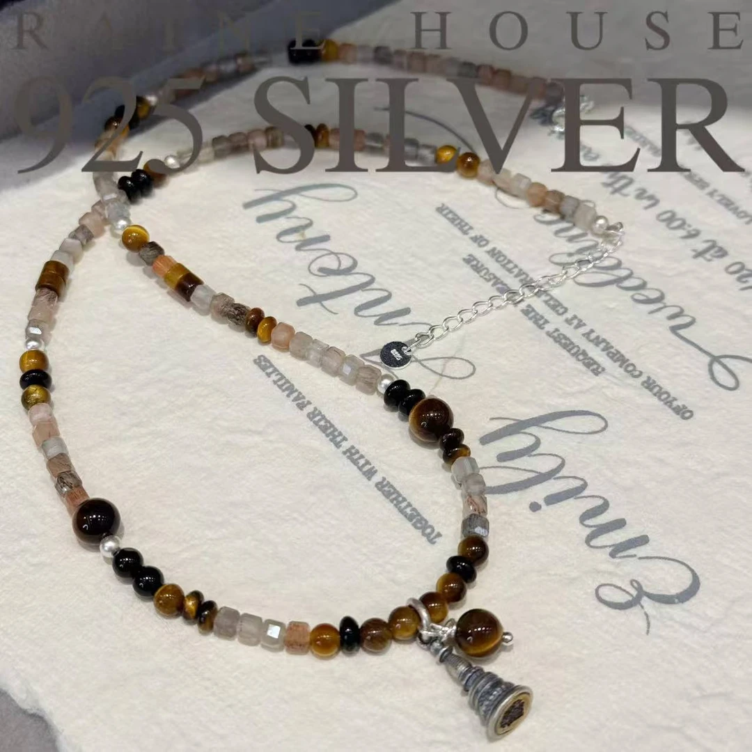 坠链均925银 【如愿】S925银许愿塔吊坠手工串珠项链