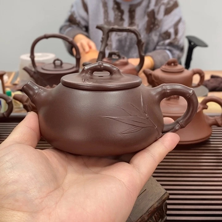 茶壶紫砂竹节石瓢230毫升微瑕疵3号