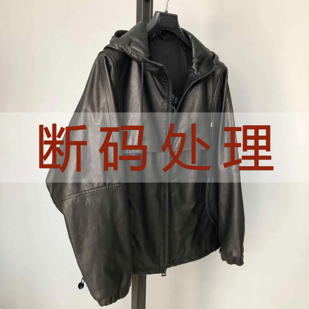 断码清2261海宁头层油蜡自然不规则纹牛皮真皮皮衣 男士连帽外套
