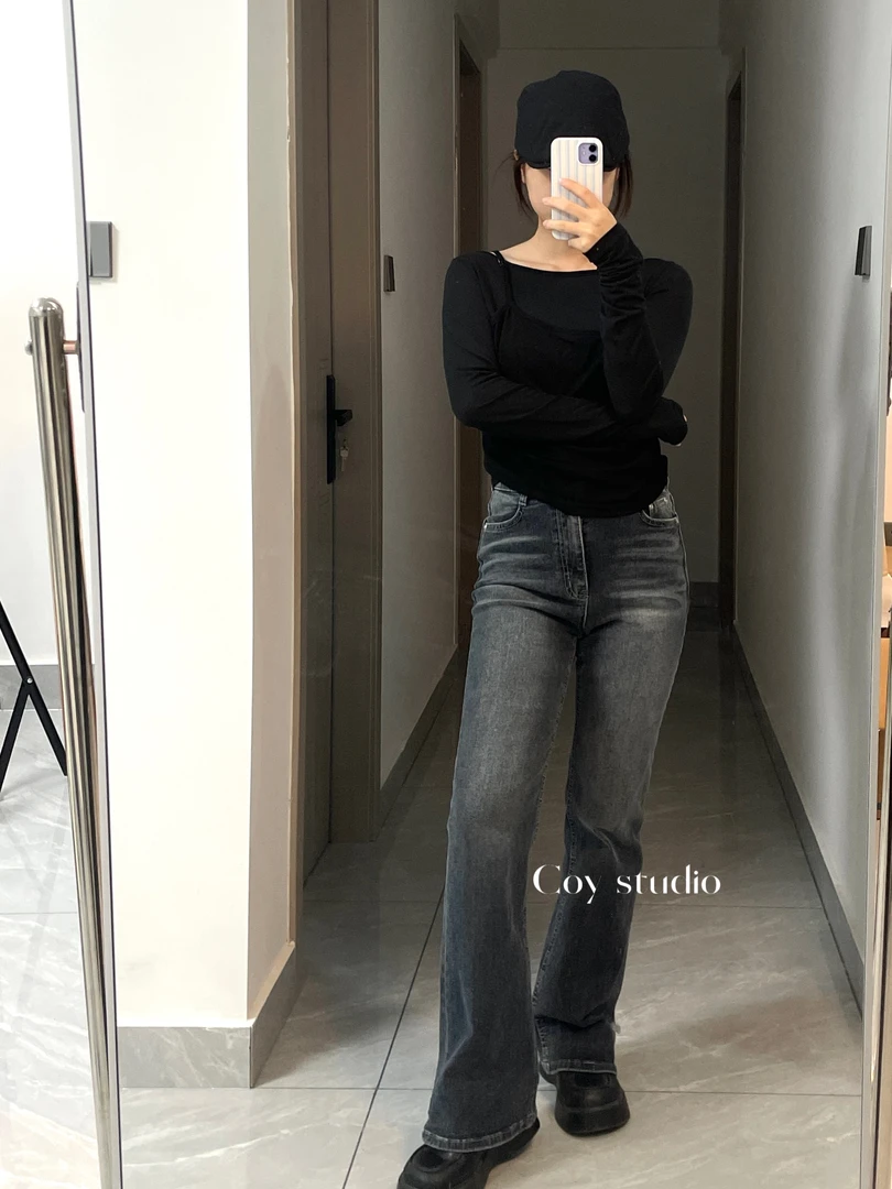 COY Studio 东大门正品 超显瘦微喇牛仔裤