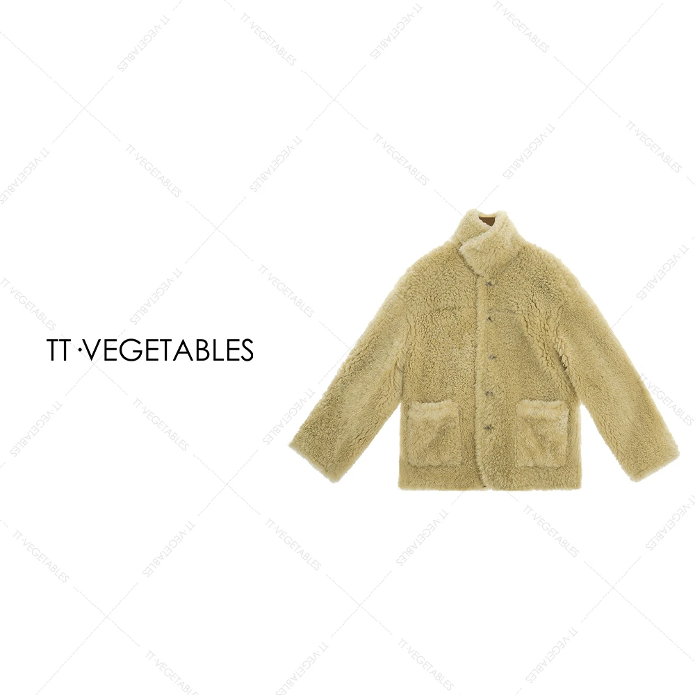 噢芬/小个子 【霜见】羊毛革显瘦呢子双面穿翻领外套大衣522171