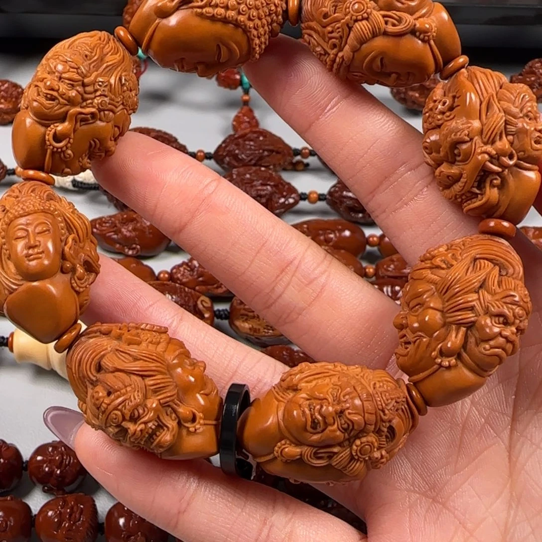 手串橄榄核水晶核三面万佛手串