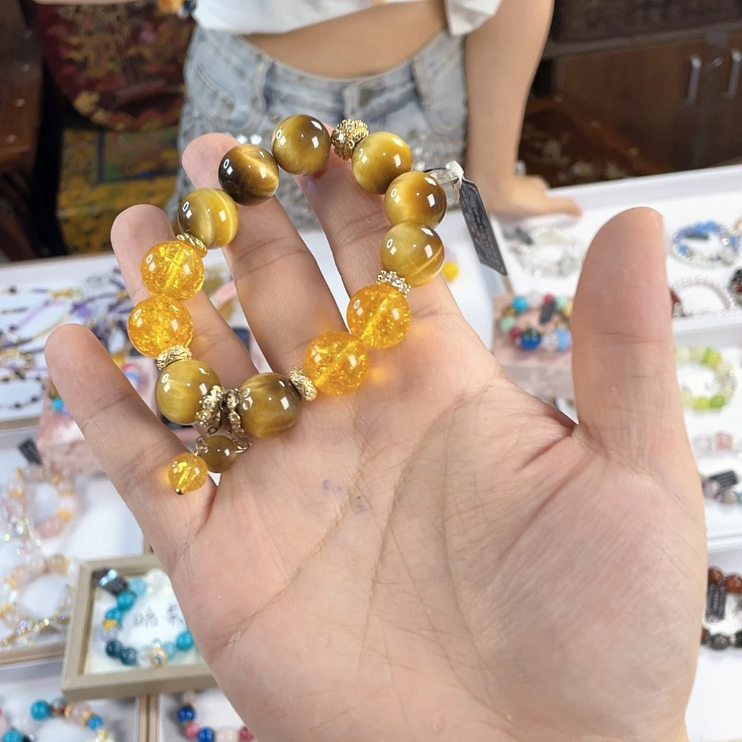 水晶手链银S925镀金镶嵌