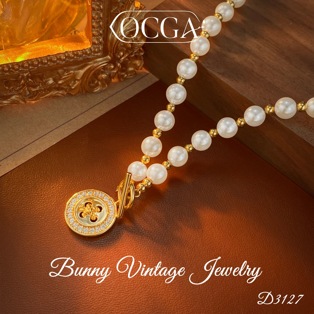 镀K金 D3127 法★【罗娜纽扣】OCGA 欧斯伽斯 项链