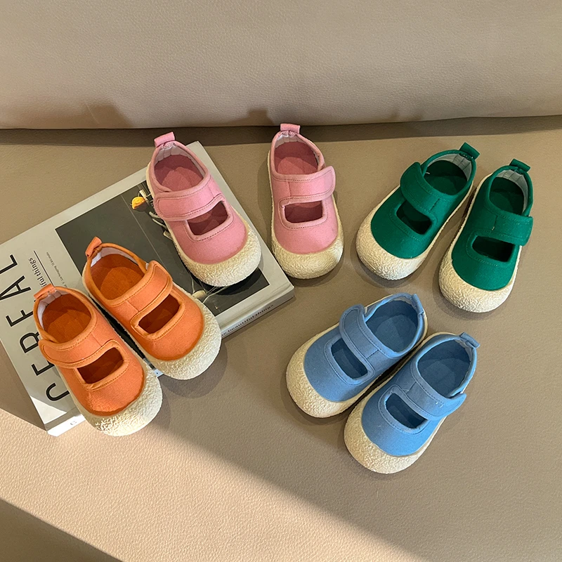 幼儿园室内鞋软底儿童帆布鞋宝宝秋季新款童鞋浅口瓢鞋糖果色布鞋