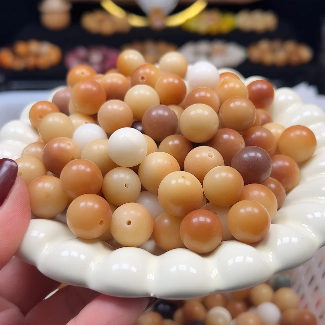 手串菩提根/象牙果微瑕卡14/15炭烧多宝圆500颗