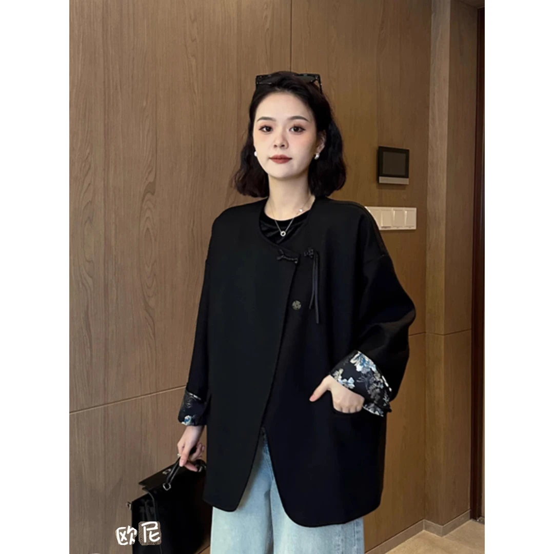新中式设计国风休闲盘扣西装外套女2025春季新款宽松时尚休闲上衣