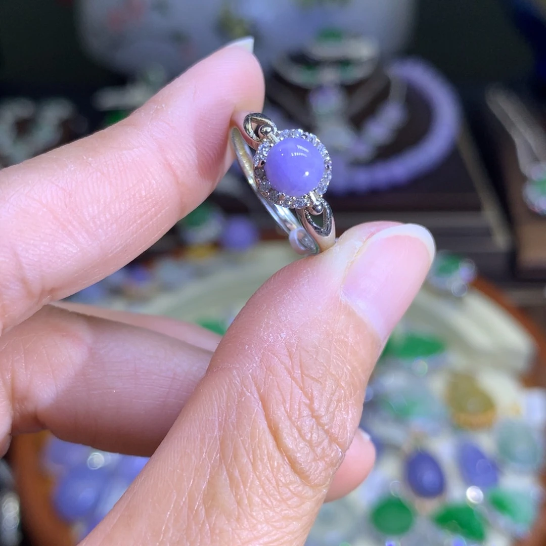 翡翠戒指银S925镶嵌翡翠