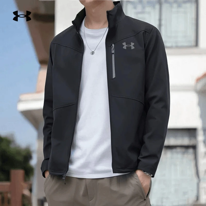 安德玛UA ColdGear男子秋冬休闲训练运动软壳立领夹克 1321438