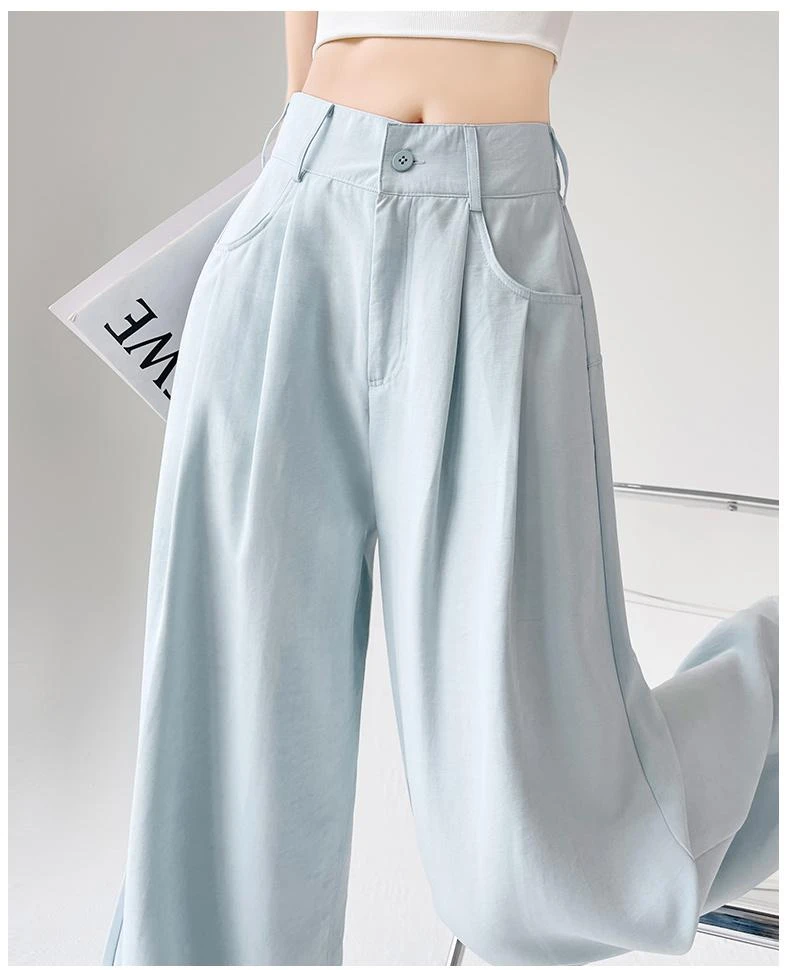 [现货+运费险+包边]1奶油西装2025夏季薄款奶芙慵懒高腰阔腿裤