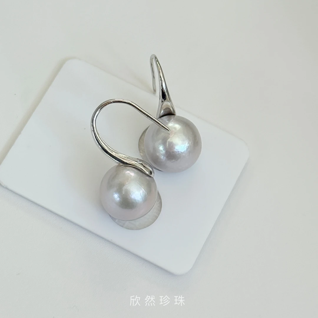 铂金灰珍珠耳饰气质轻奢时尚简约高跟鞋