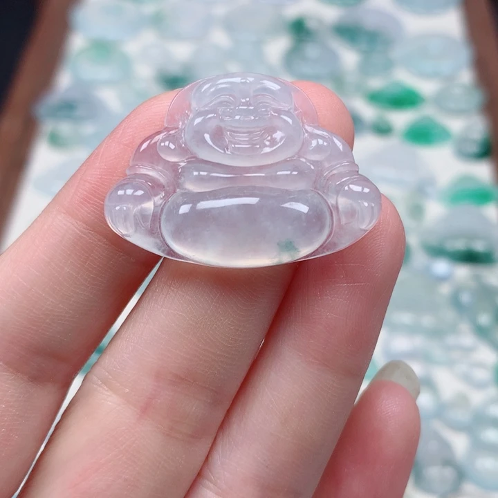 翡翠未镶嵌颈饰冰种飘花佛公
