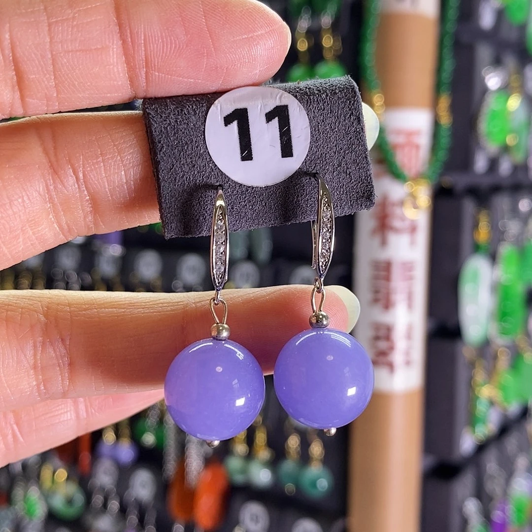 银S925镶嵌翡翠耳饰11