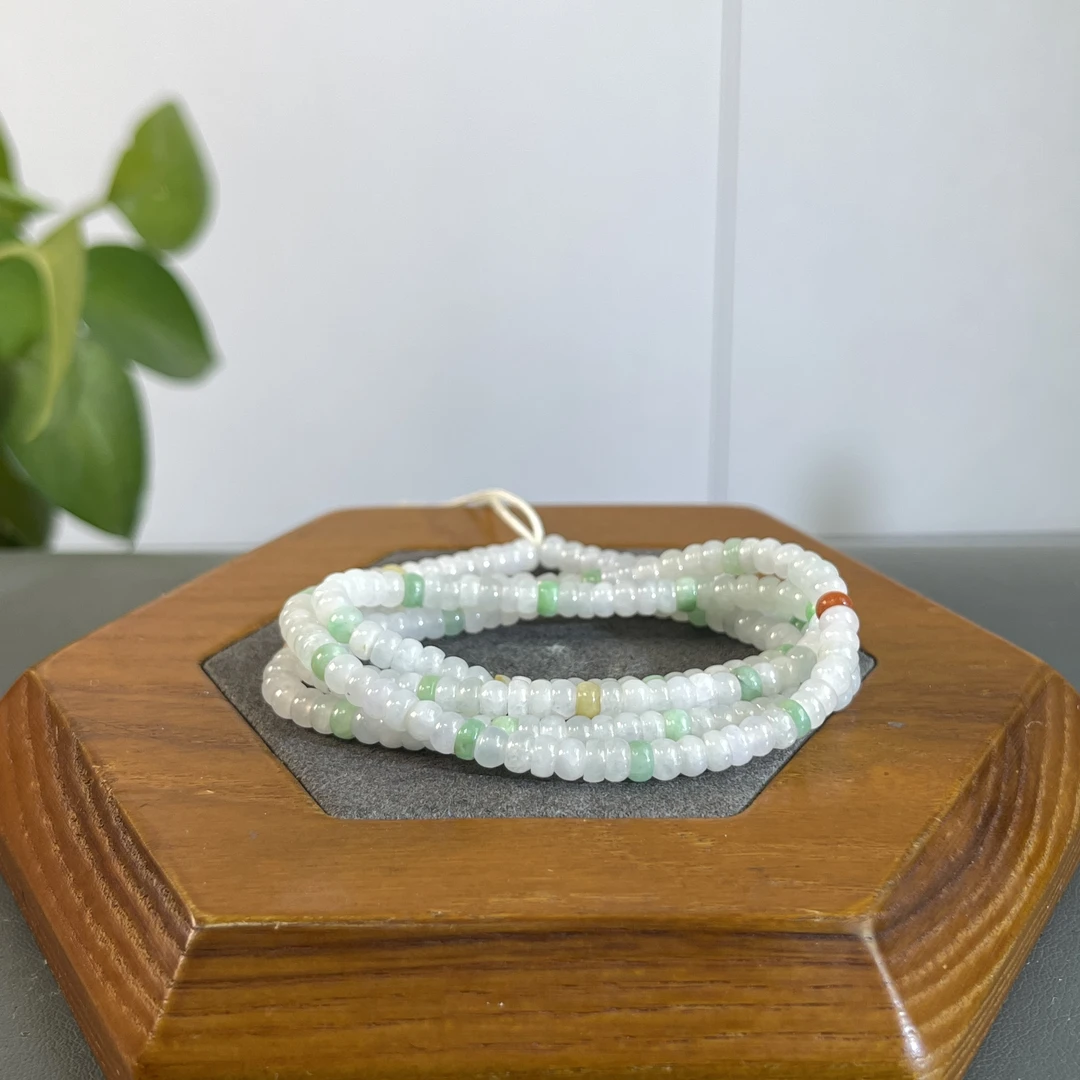 JXB04-32 天然缅甸A货翡翠 翡翠珠串