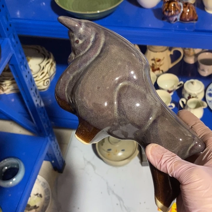 瓷片七厂窑变勇往直前牛长度22厘米