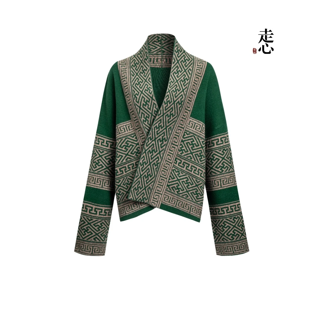 ❤❤【香云走心】万字纹羊绒衫外披ZX2308（克重680g）