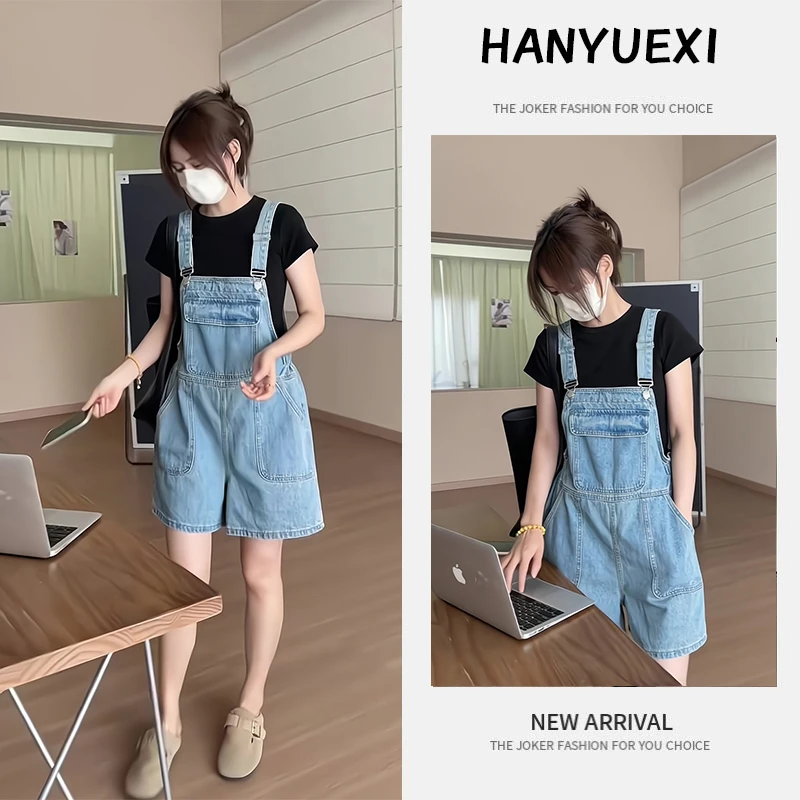 夏季一整套女装2025年新款韩版气质时尚短袖上衣背带牛仔裤两件套