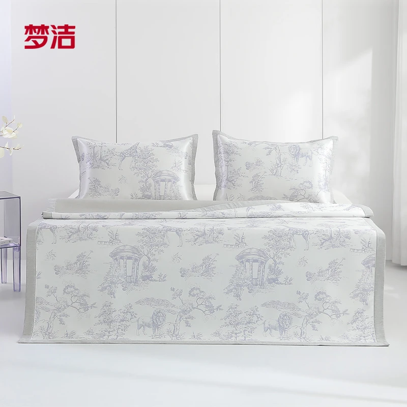 【凉席 洛林】梦洁家纺夏季凉席可水洗凉感水洗软席三件套：洛林