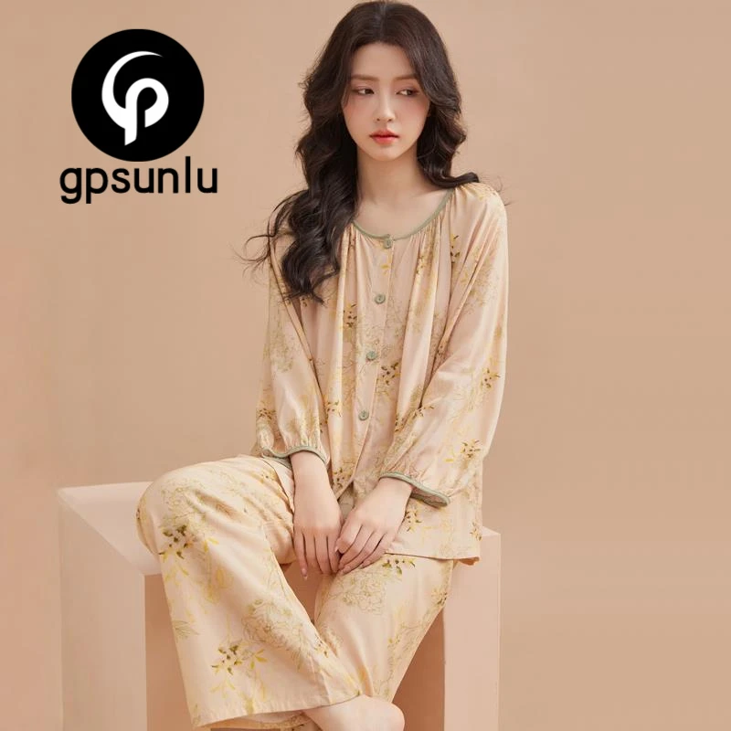 GPSUNLU年轻妈妈棉绸睡衣女春秋款2025新款夏季薄款长袖高级感