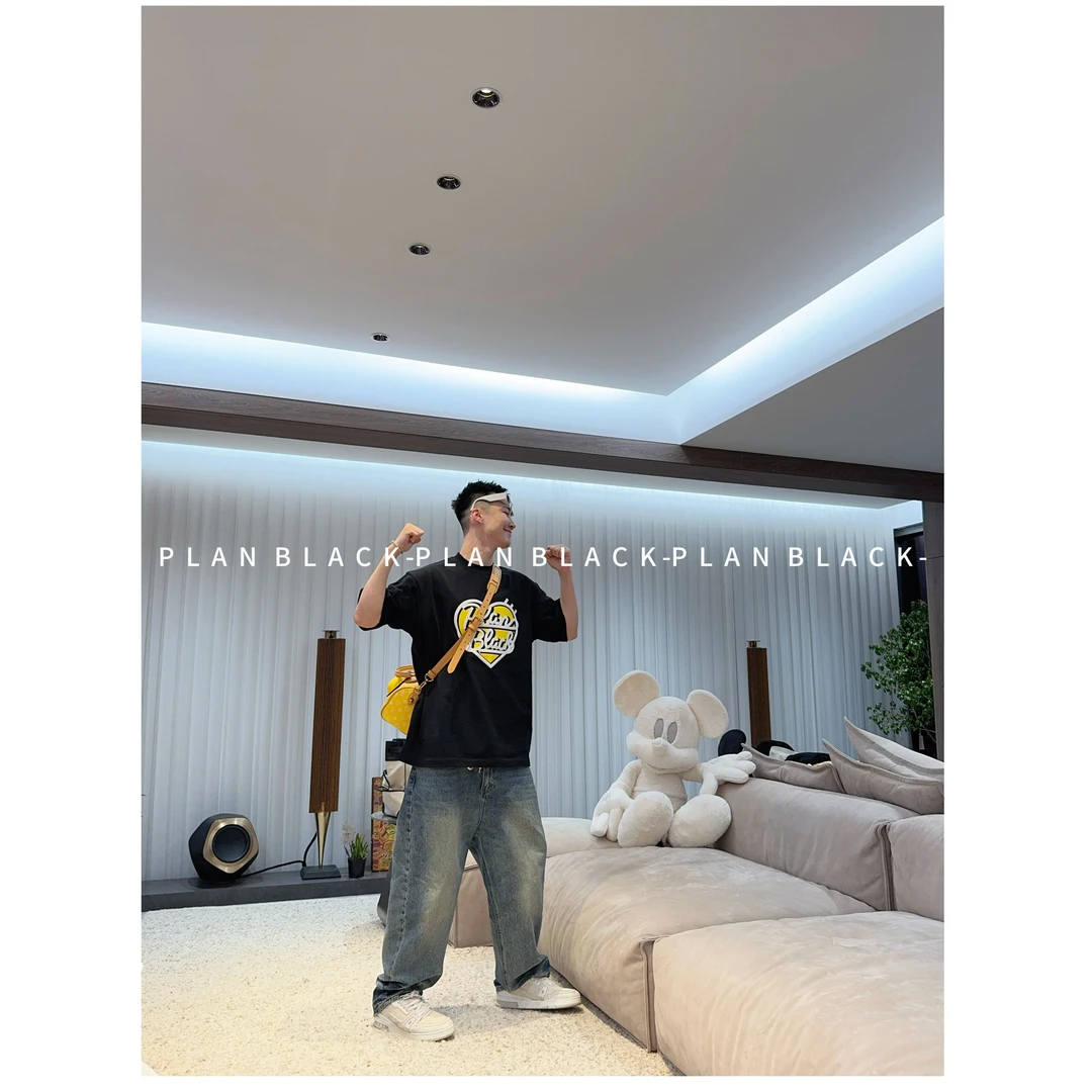 RICH陈发财【心之钢】情侣设计款英文印花松弛感T恤6687