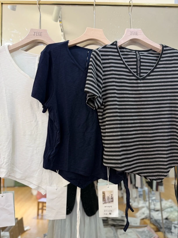 6796 V领不规则T恤