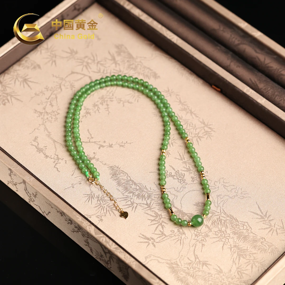 【中国黄金】运结 | 和田玉*项链*S925银镶嵌-X2858-格