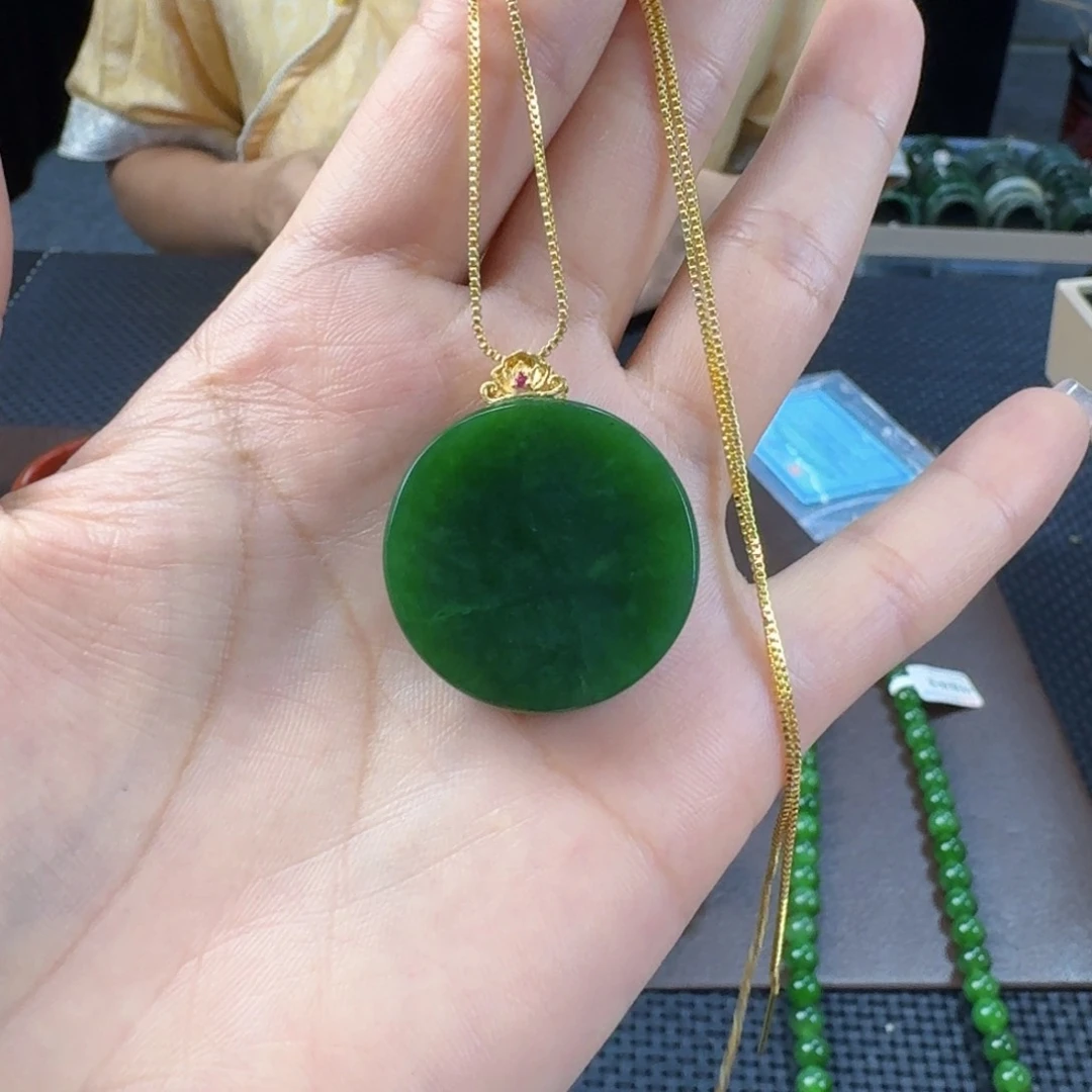 和田玉（碧玉）银S925镶嵌颈饰