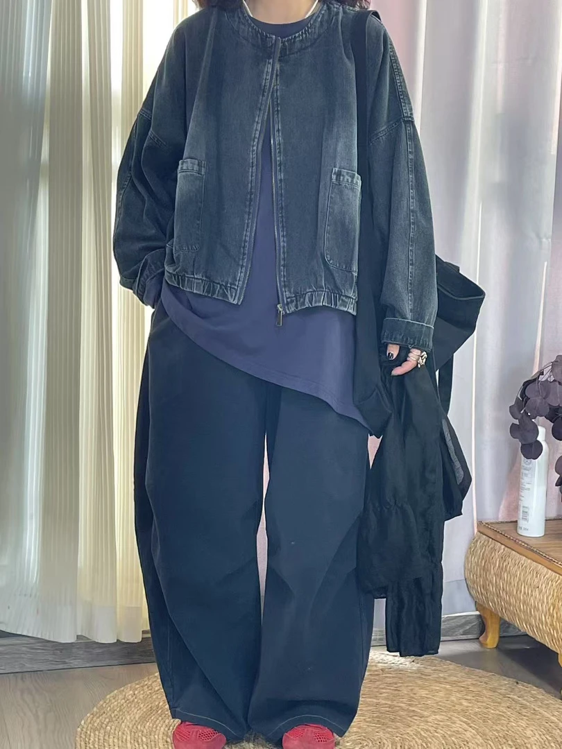 【若汐女装】欧版宽松大版休闲百搭设计款阔版牛仔外套017