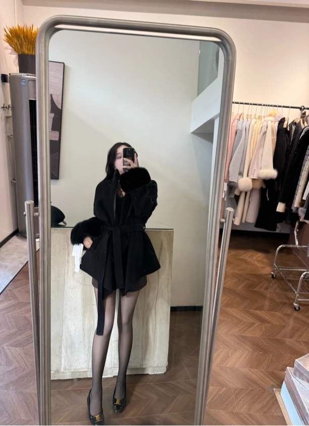 气质显身材韩代外套双面羊绒